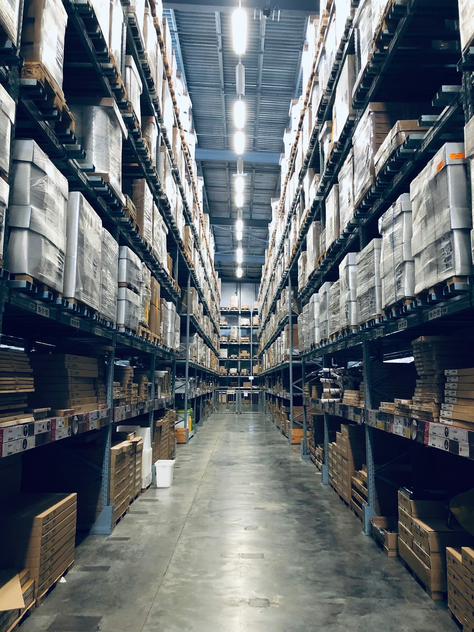 Interior of a modern logistics warehouse